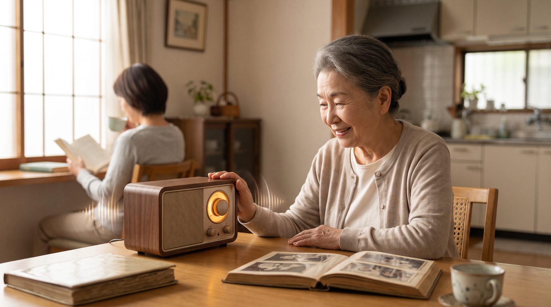 接藍牙音箱 —— 聲音大一點,重聽的長輩比較跟得上。